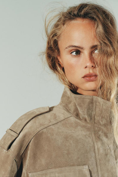 Isabella™ | Chic Suede Jacket in Marble Sand