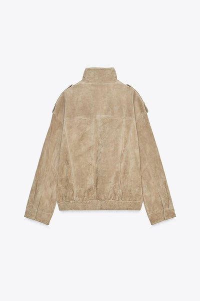 Isabella™ | Chic Suede Jacket in Marble Sand
