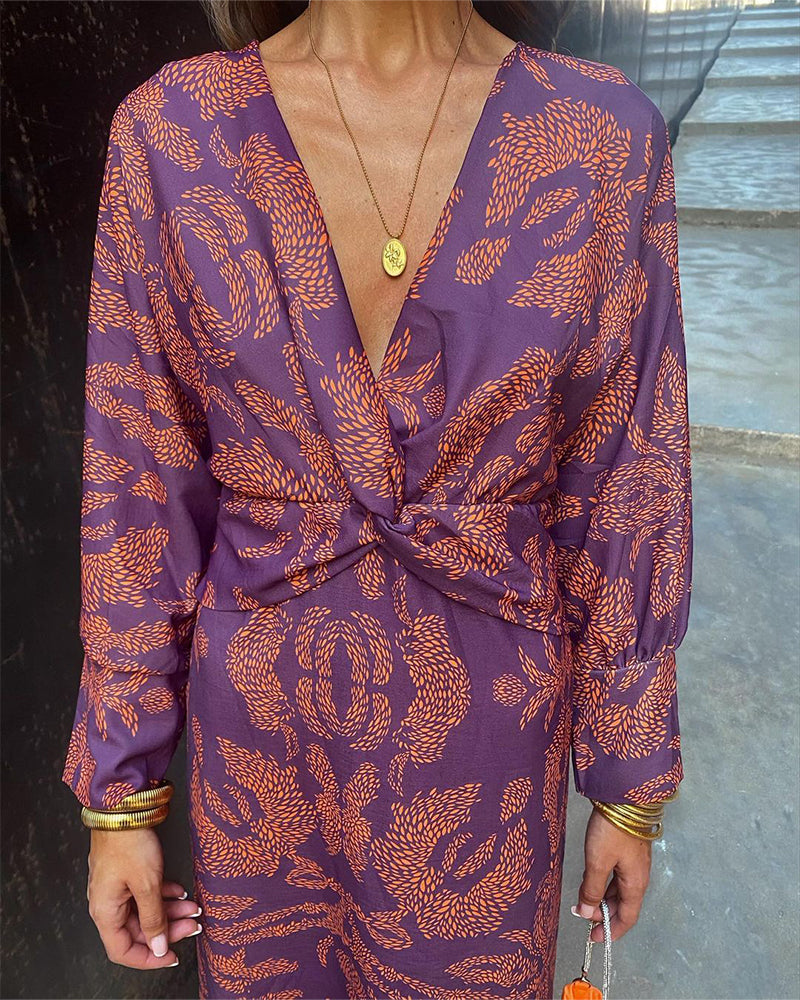 Amir | Stylish kimono dress with twist-front and v-neck