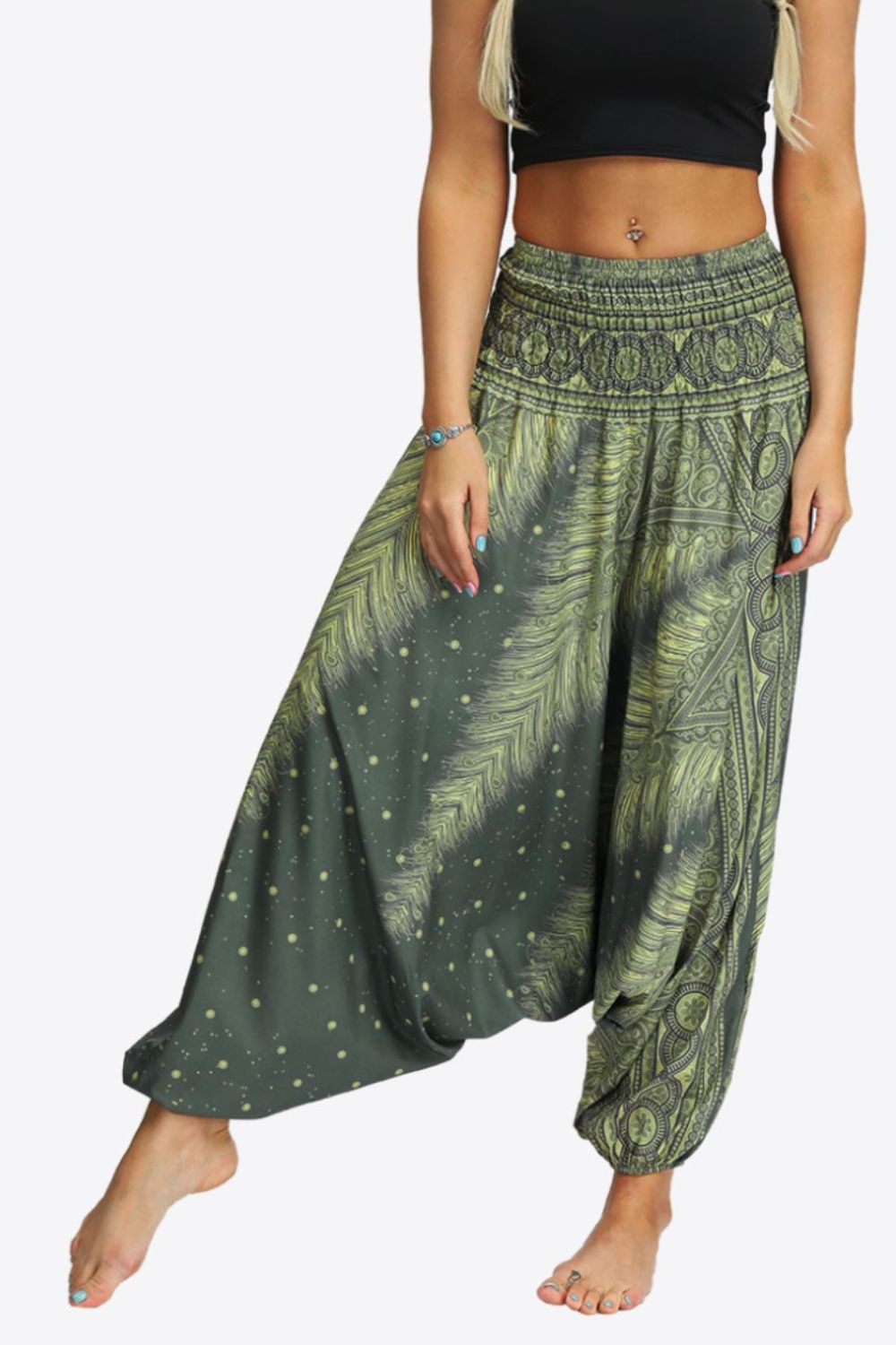 Printed | Comfortable, stylish harem pants with smocked waist