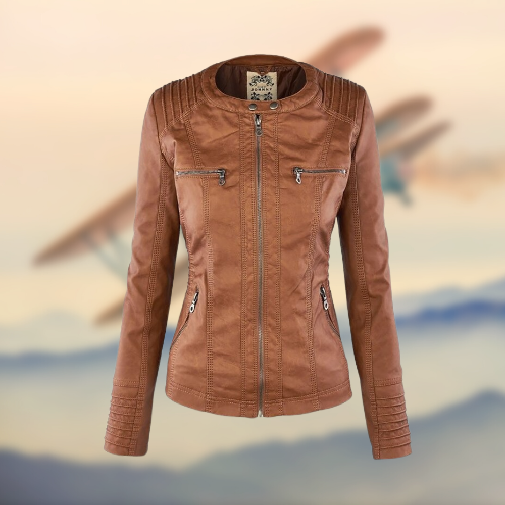 Elena™ | Chic Vegan Leather Jacket for Effortless Style