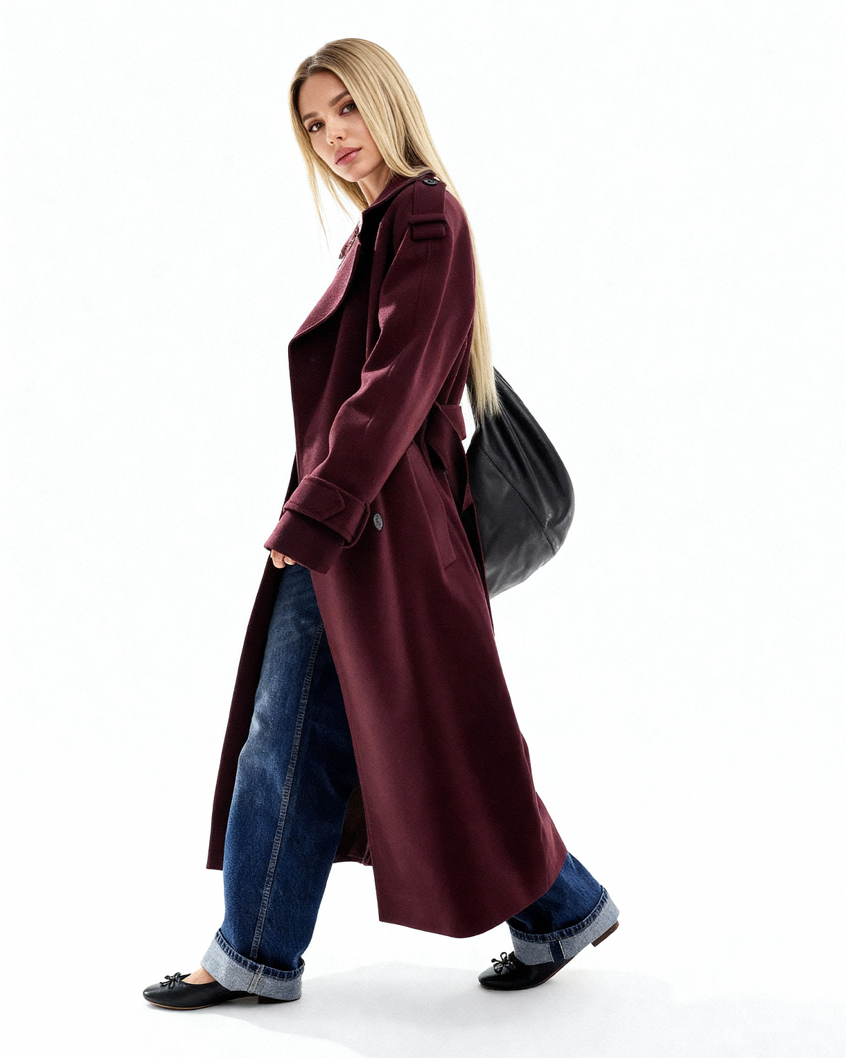 Lila™ | Chic Wine Red Trench Coat for Timeless Elegance