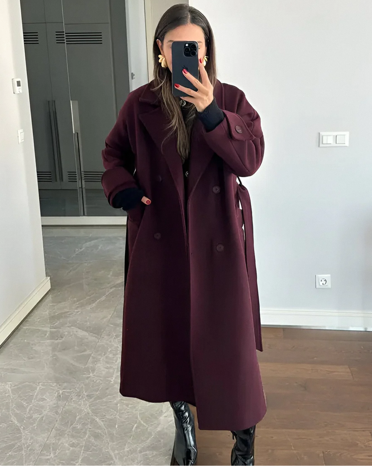 Lila™ | Chic Wine Red Trench Coat for Timeless Elegance