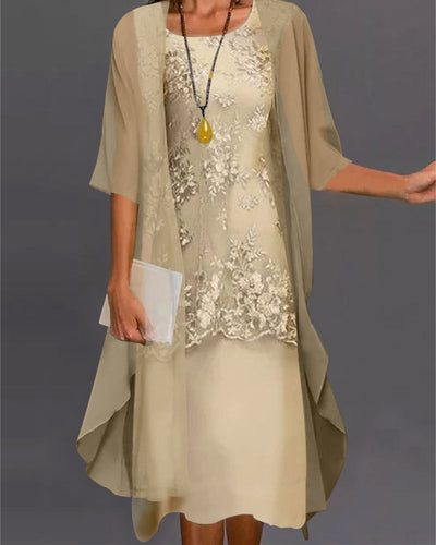 Marleen | Elegant lace and chiffon layered dress for women