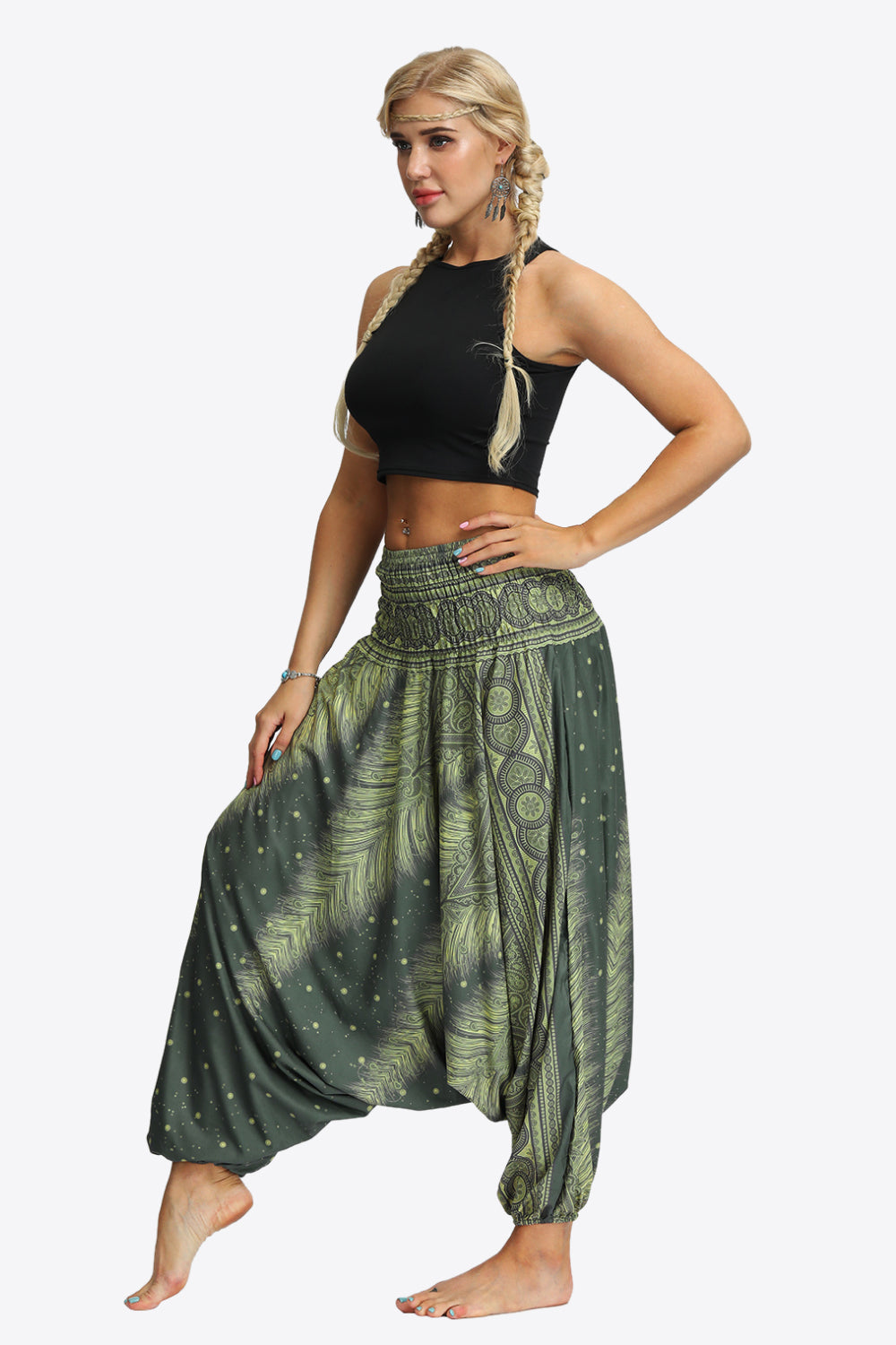 Printed | Comfortable, stylish harem pants with smocked waist