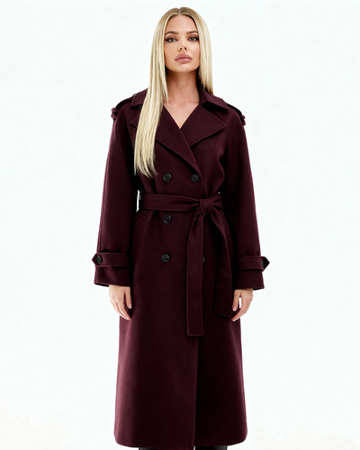 Evie | Wine Red Trench Coat