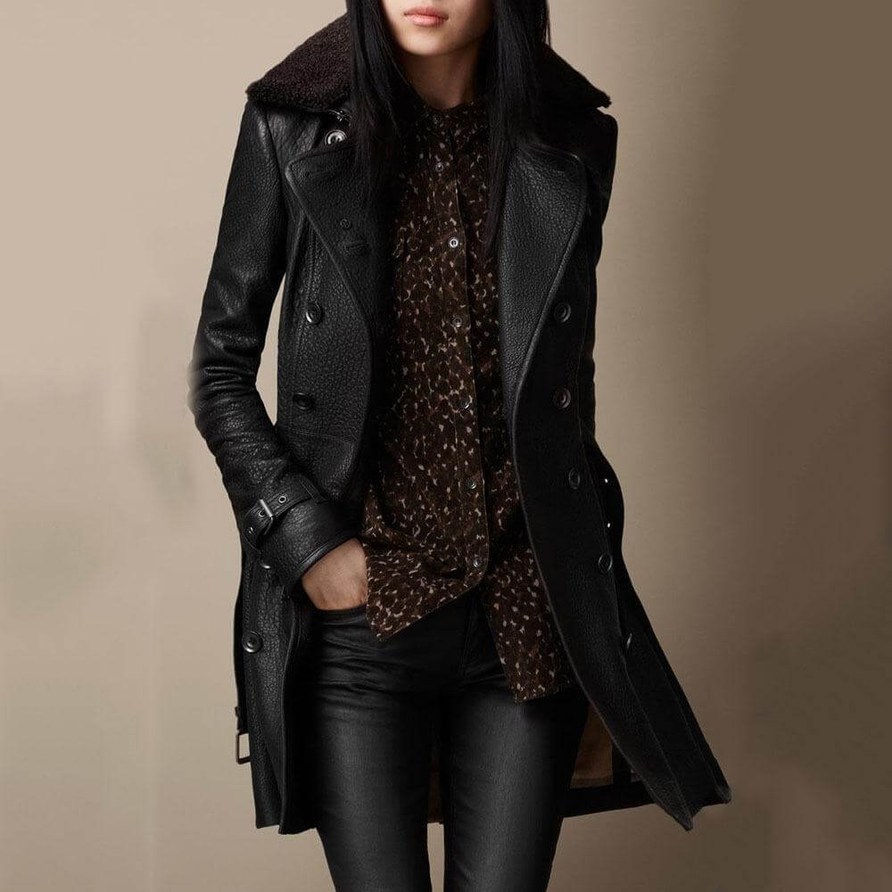 Isabella™ | Chic Leather Coat for Timeless Elegance