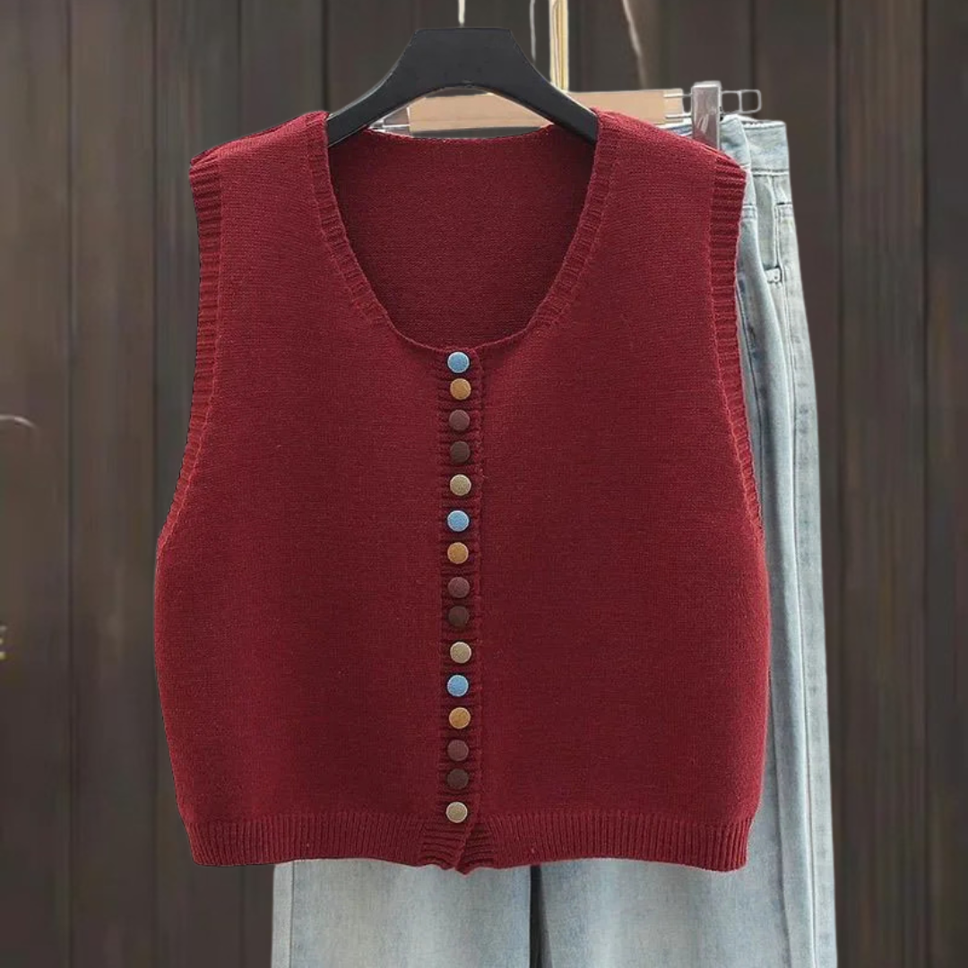 Isabella™ | Chic Color-Button Knit Vest for Effortless Elegance