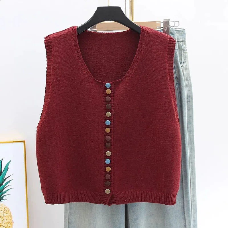 Isabella™ | Chic Color-Button Knit Vest for Effortless Elegance