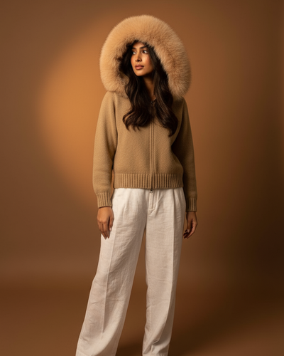 Lenora™ | Luxurious Knitted Coat with Chic Fur Collar