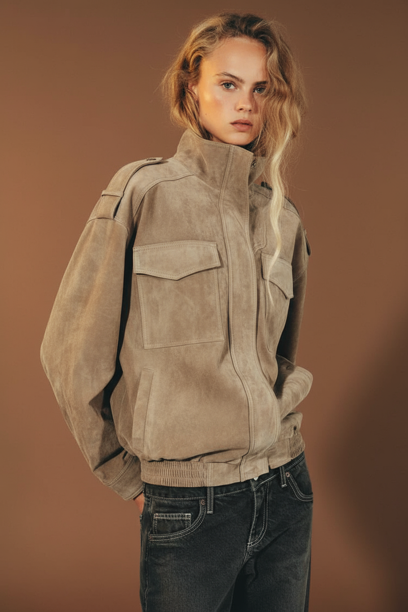 Isabella™ | Chic Suede Jacket in Marble Sand