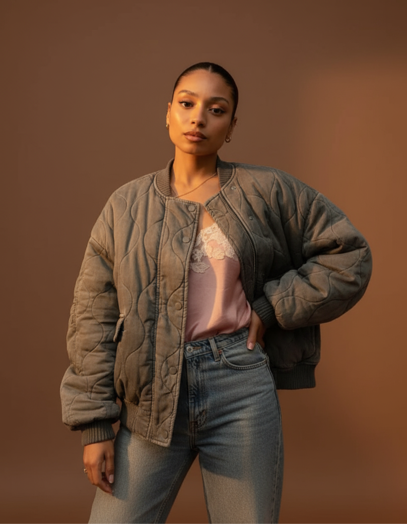 Lila™ | Stylish Padded Bomber Jacket for Chic Comfort