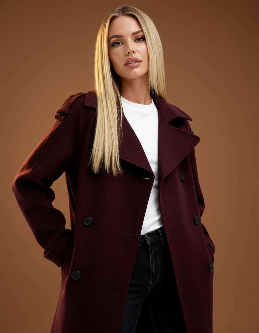Evie | Wine Red Trench Coat