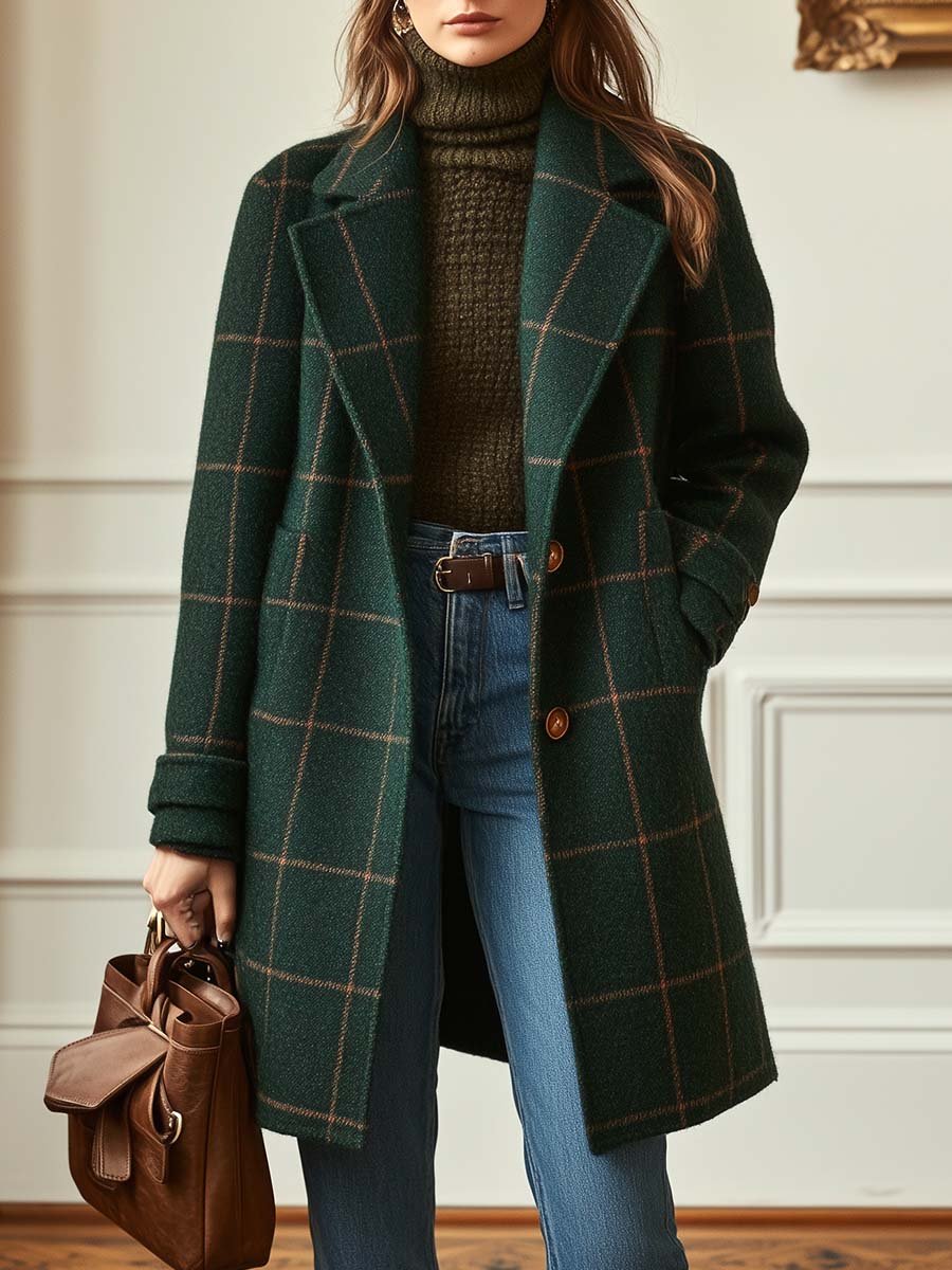 Vivienne™ | Chic Plaid Tweed Coat